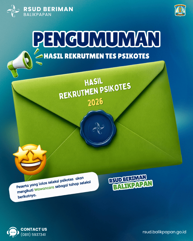 PENGUMUMAN HASIL SELEKSI PSIKOTES PENERIMAAN PEGAWAI BLUD RSUD BERIMAN BALIKPAPAN AGUSTUS TAHUN 2026